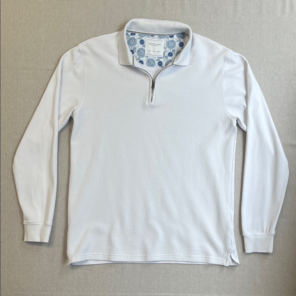 Denim & Flower White Quarter-Zip Sweatshirt